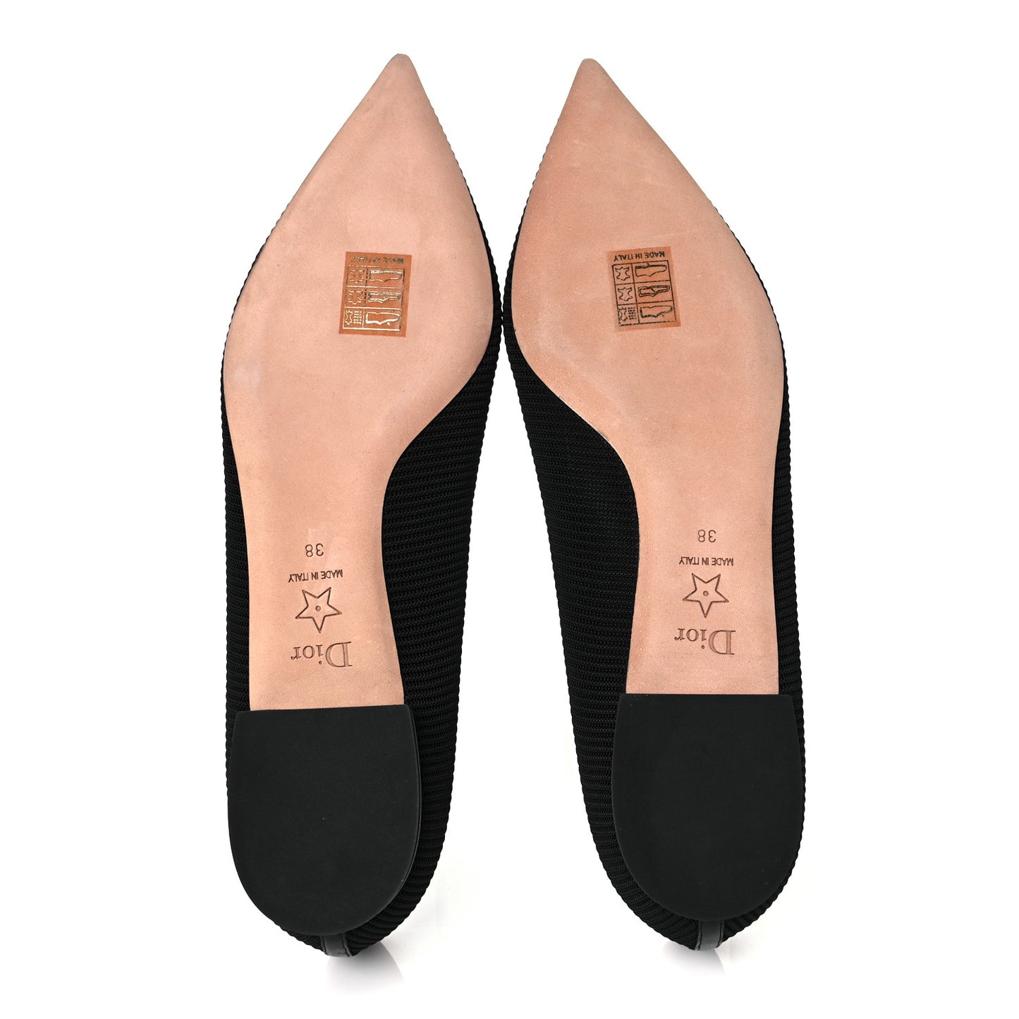 Technical Fabric Pointed Toe Flats 38 Black