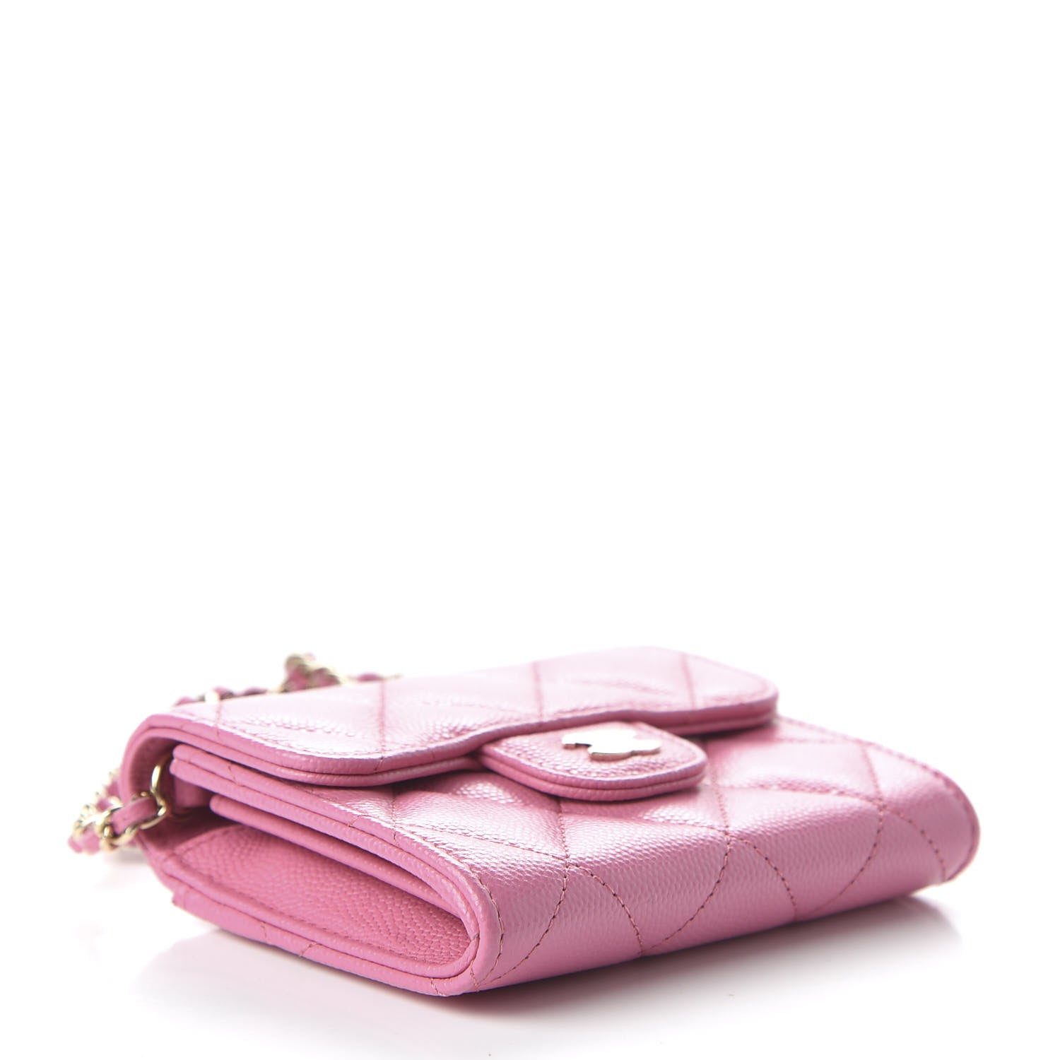 Chanel Caviar Quilted Flap Card Holder On Chain Pink 4 of 11