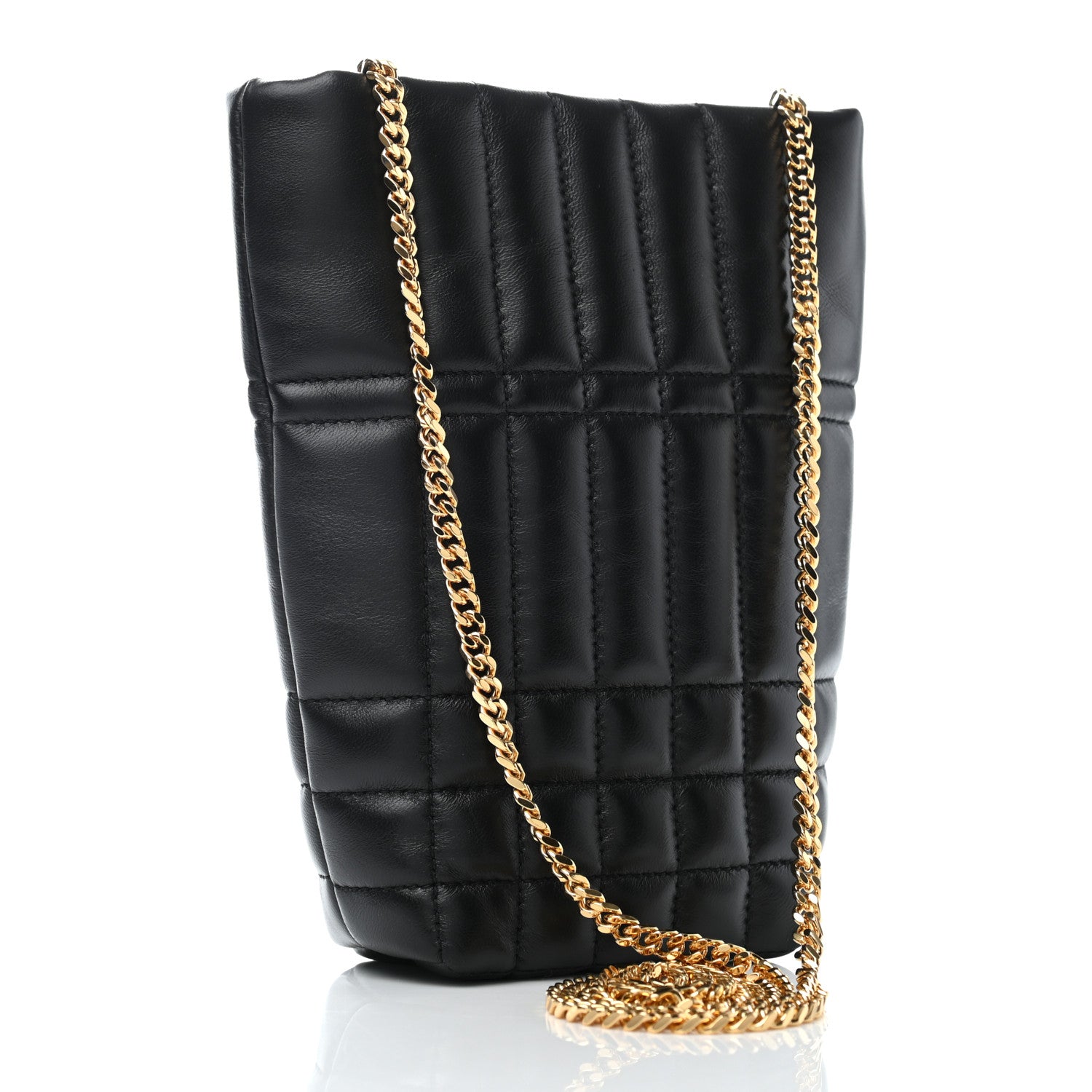 Burberry Lambskin Quilted Micro Lola Bucket Bag Black 3 of 7