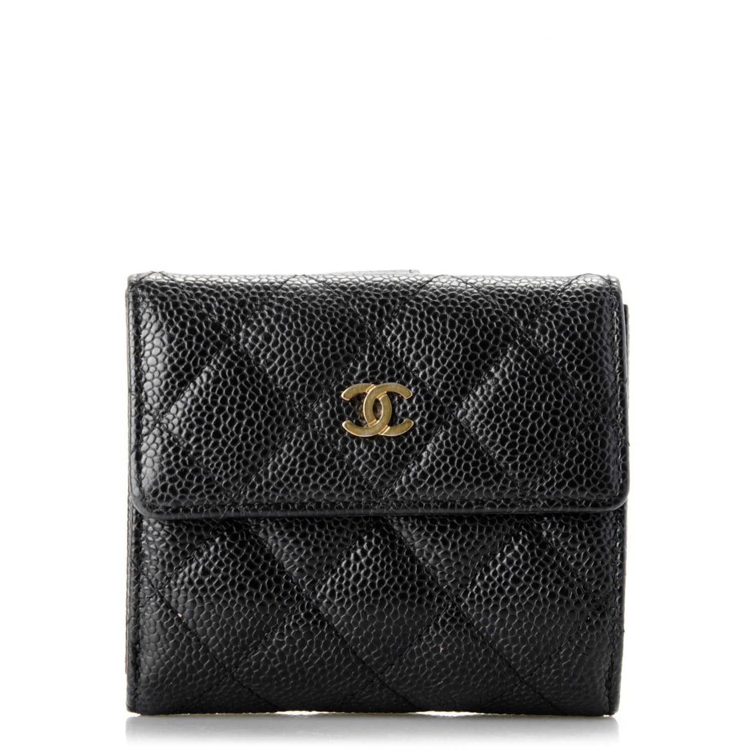 Chanel Caviar Quilted Compact French Flap Wallet Black 1 of 7