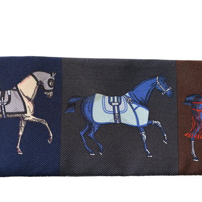 Hermes Silk Couvertures Nouvelles Twilly Marine Noisette Ciel 4 of 4