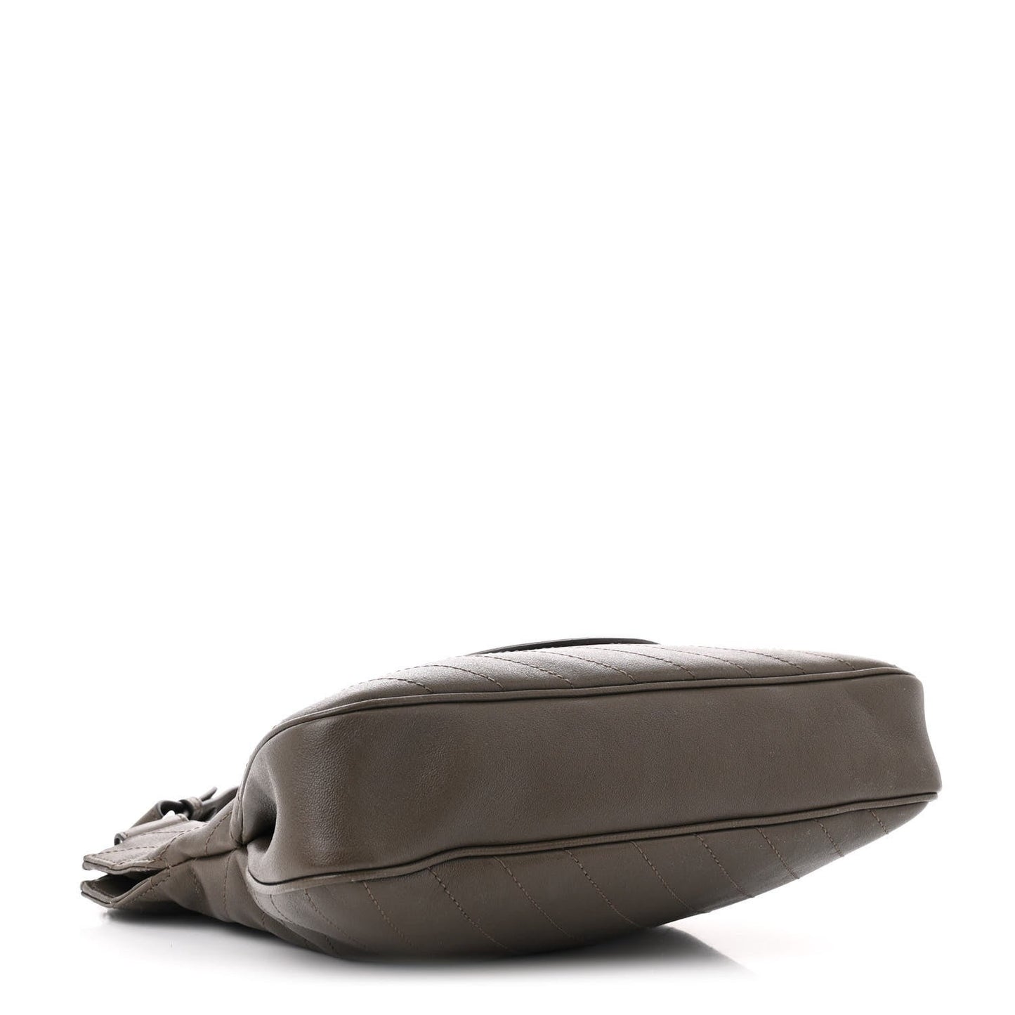 Sakai Be Green Calfskin Diagonal Stitched Small Blondie Tote Craclet Brown
