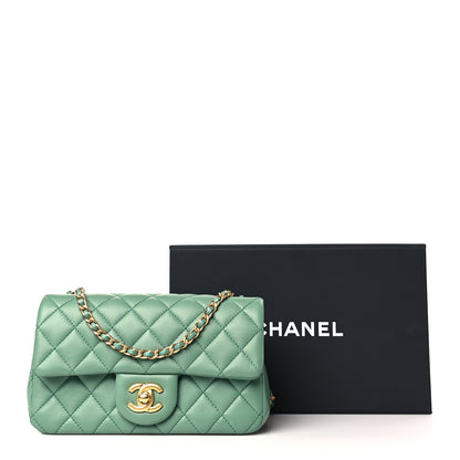 Chanel Lambskin Quilted Mini Rectangular Pearl Crush Flap Dark Green 10 of 10