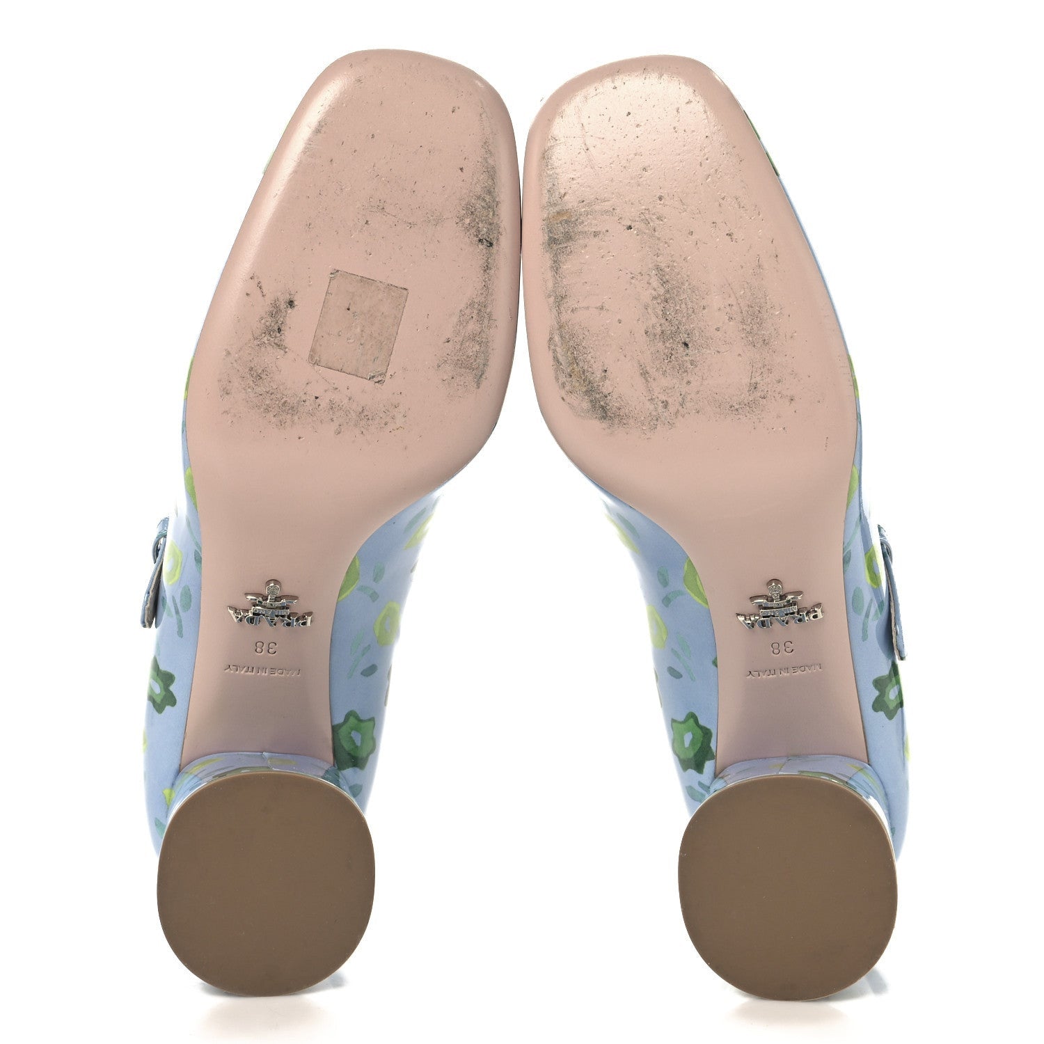 Prada Patent Floral Mary Jane 65mm Pumps 38 Blue 6 of 7