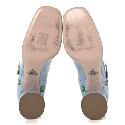 Prada Patent Floral Mary Jane 65mm Pumps 38 Blue 6 of 7