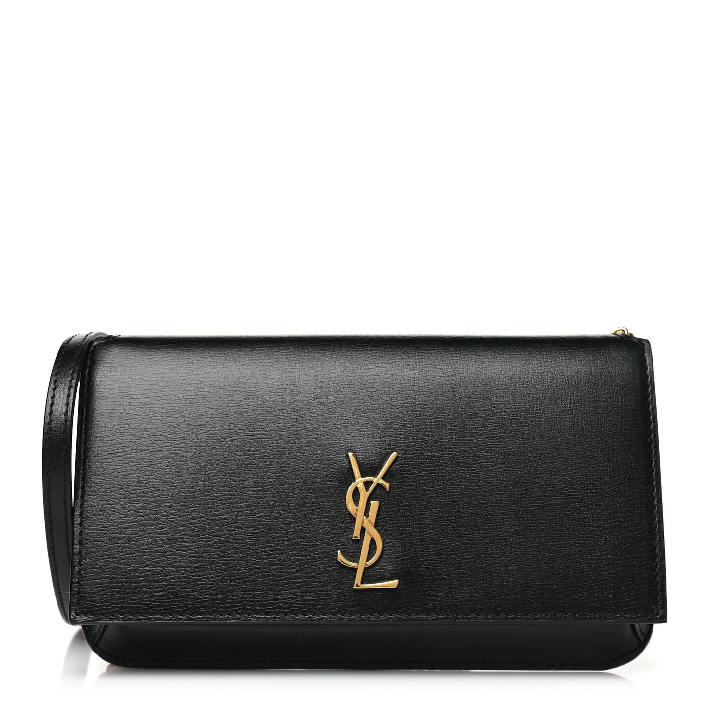 Grained Calfskin Monogram Phone Holder Crossbody Black