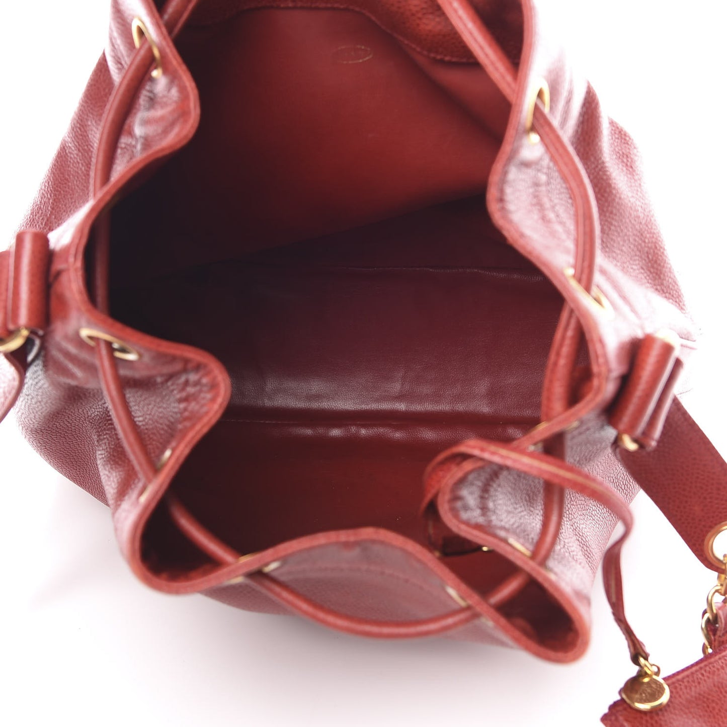 Caviar CC Drawstring Shoulder Bag Red