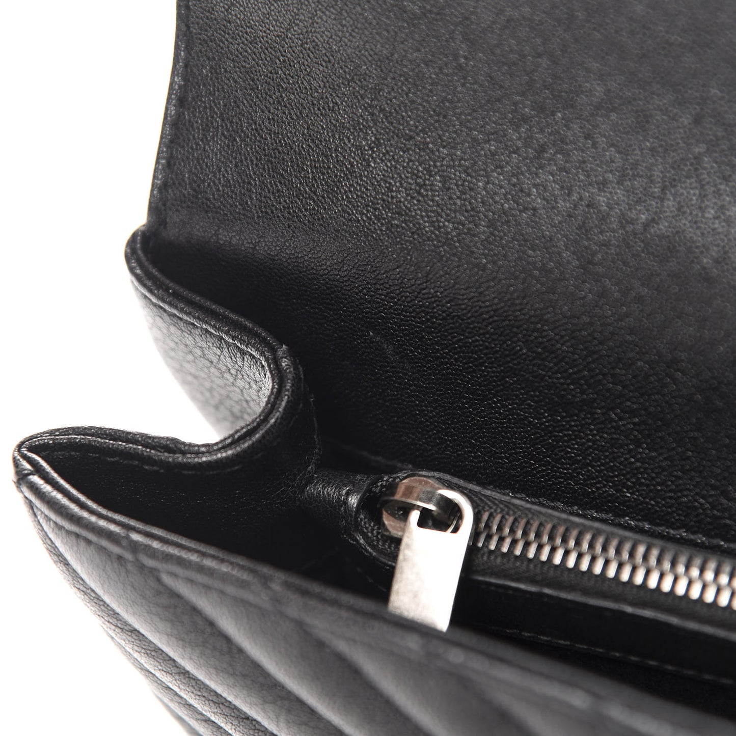 Sheepskin Matelasse Chevron Monogram Medium College Bag Black