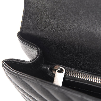 Saint Laurent Sheepskin Matelasse Chevron Monogram Medium College Bag Black 9 of 12