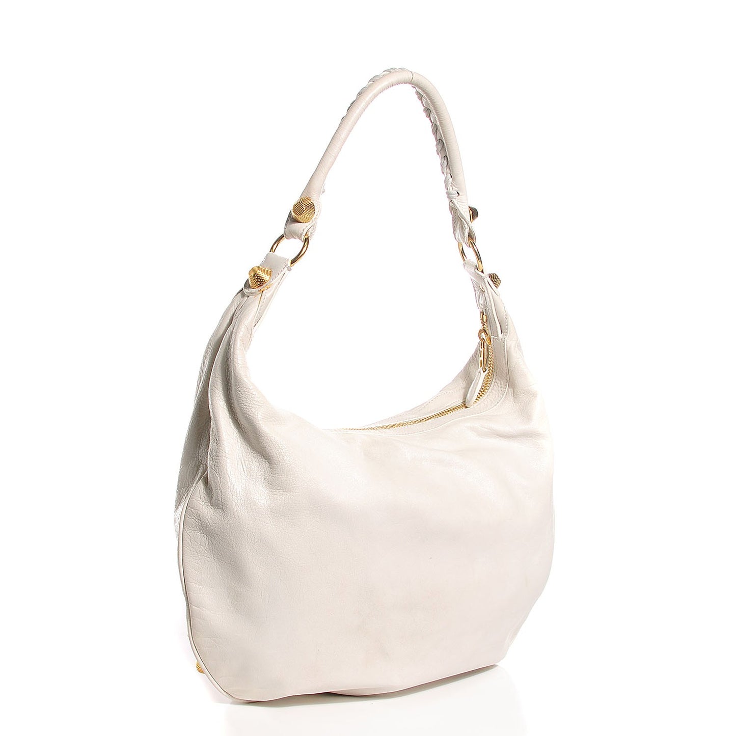 Agneau Giant 21 Gold Hardware Hobo White