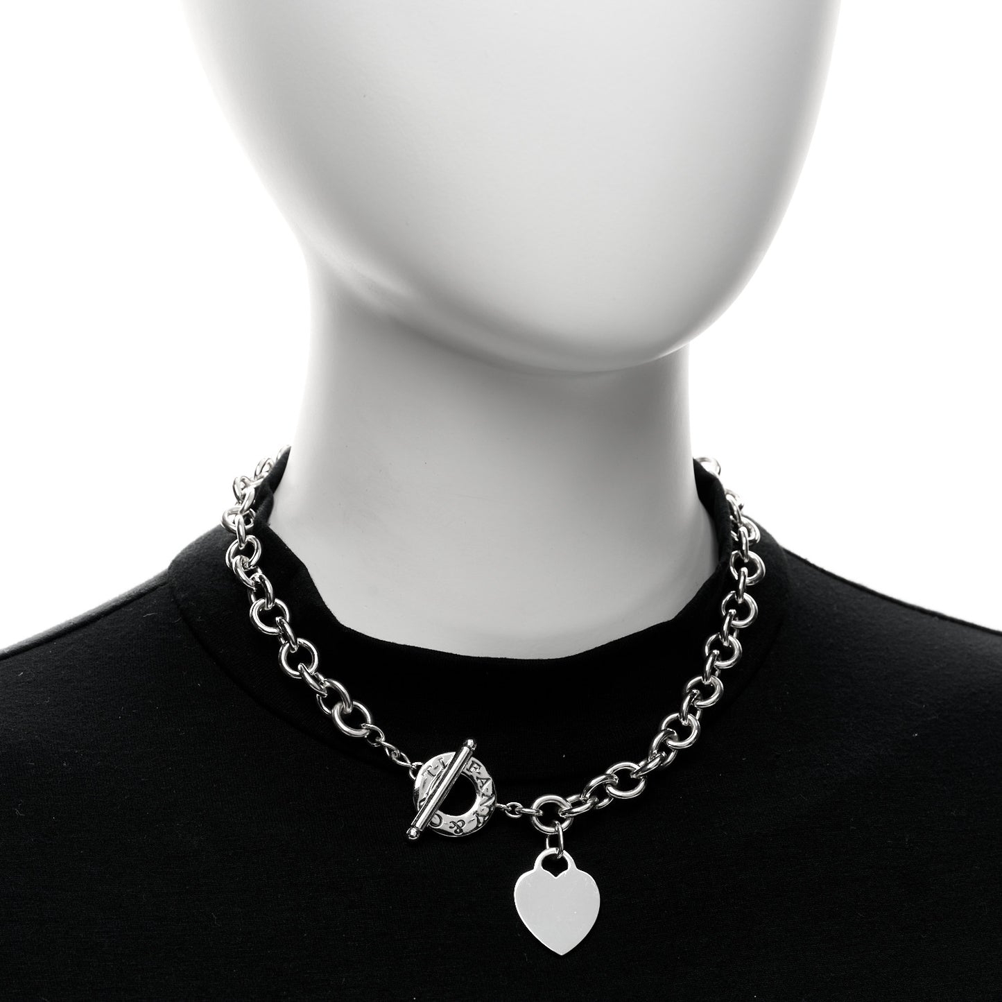 Sterling Silver Heart Tag Toggle Necklace