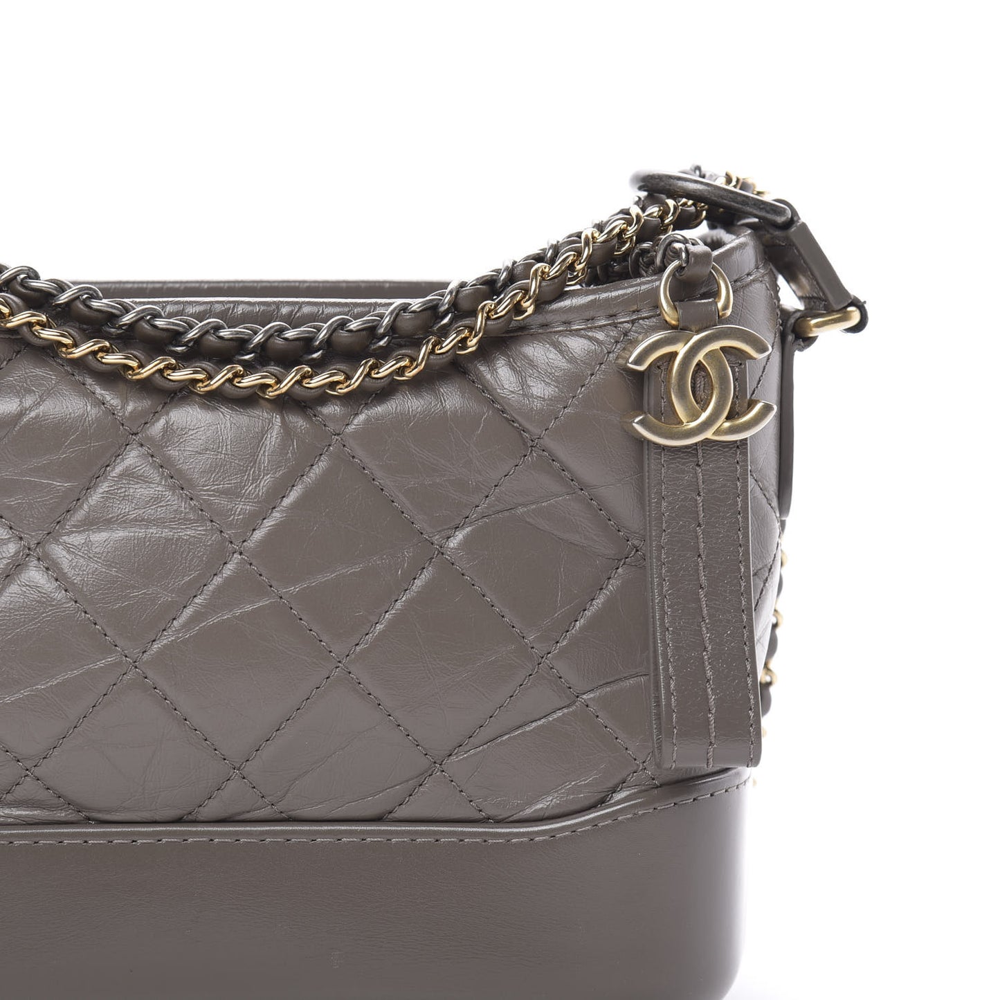 Aged Calfskin Quilted Small Gabrielle Hobo Grey