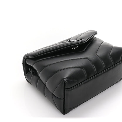 Saint Laurent Calfskin Y Quilted Monogram Monochrome Toy Loulou Crossbody Bag Black 7 of 8