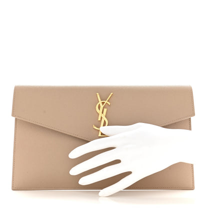 Saint Laurent Grain De Poudre Uptown Pouch Dark Beige 2 of 7