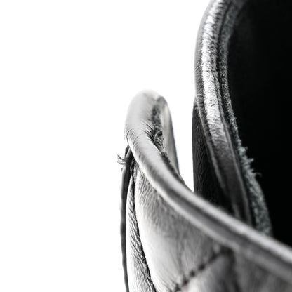 Chanel Shiny Calfskin Patent Quilted Chain Lace Up Combat Boots 36 Black 10 of 12