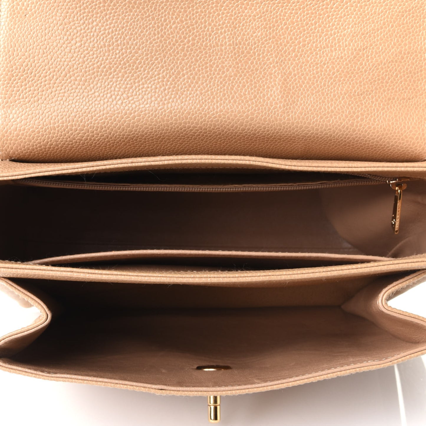 Caviar Flap Shoulder Bag Beige