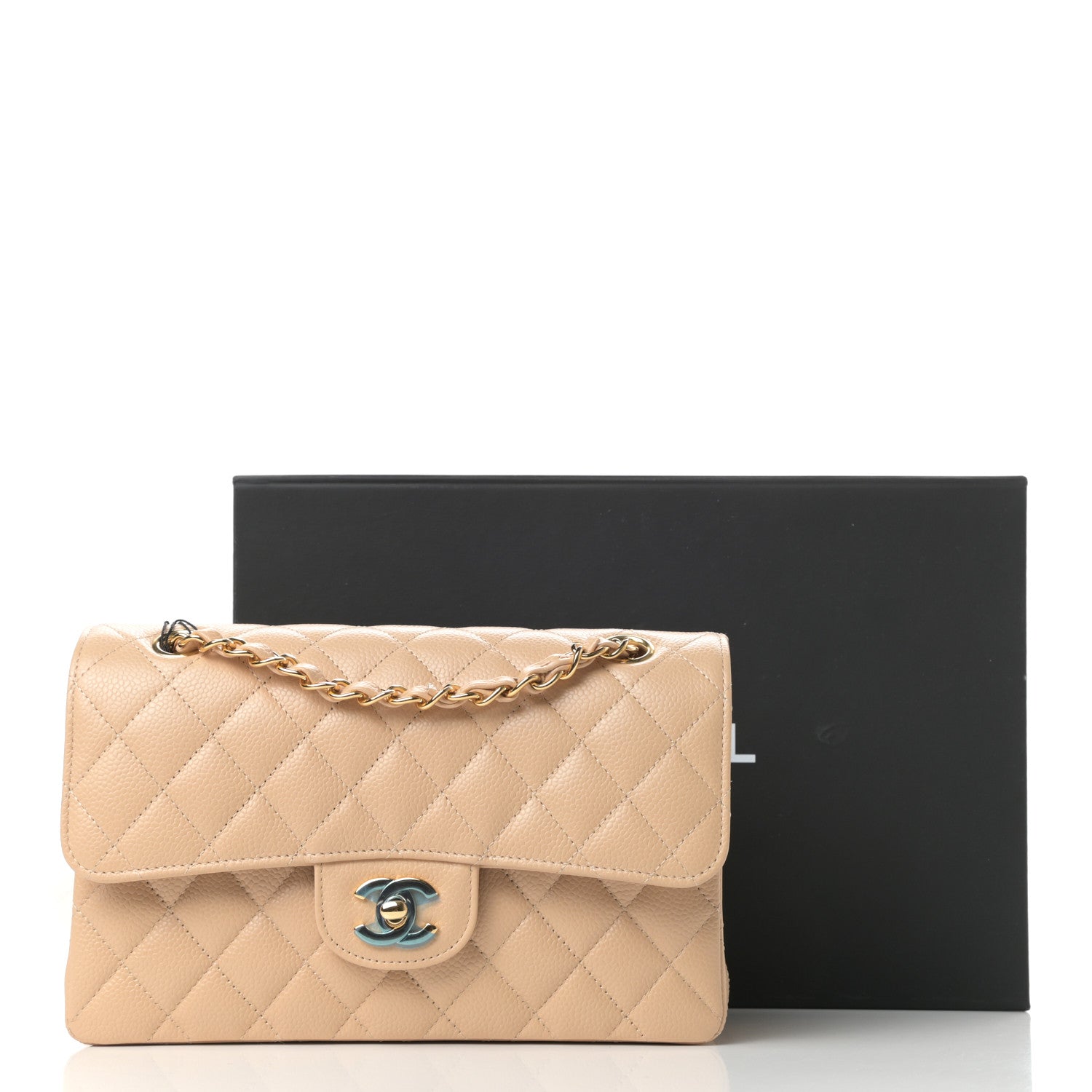 Chanel Caviar Quilted Small Double Flap Beige 10 of 10