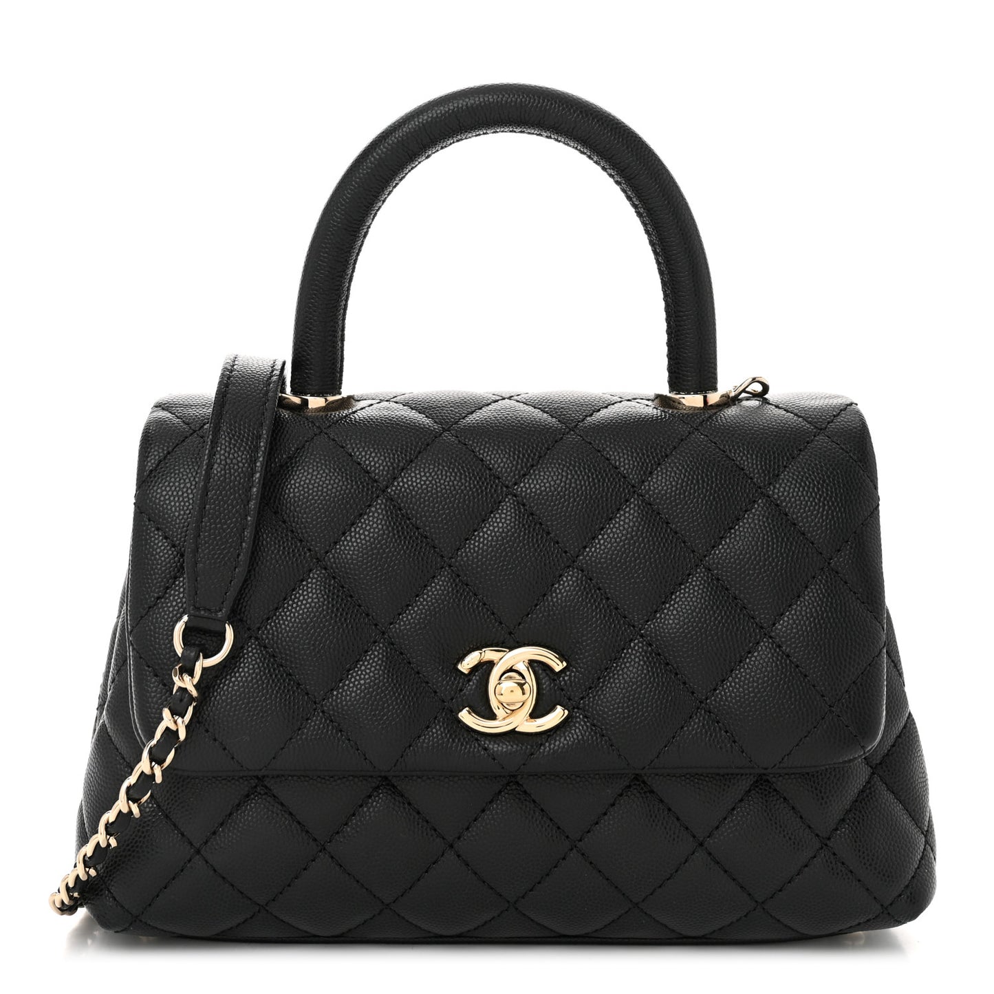 Caviar Quilted Mini Coco Handle Flap Black