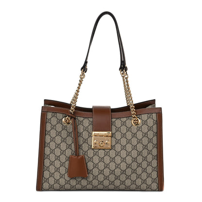 Gucci GG Supreme Monogram Medium Padlock Tote Beige Cuir 1 of 9