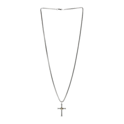 David Yurman Sterling Silver 18K Yellow Gold 35mm Cable Cross Pendant Necklace 2 of 4