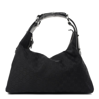 Gucci Monogram Medium Horsebit Chain Hobo Black 1 of 10
