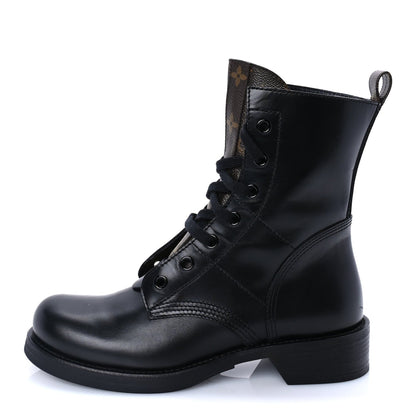 Louis Vuitton Calfskin Monogram Metropolis Flat Ranger Boots 40.5 Black 1 of 7