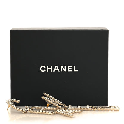 Chanel Crystal Cha-Nel Logo Drop Earrings Gold 5 of 5
