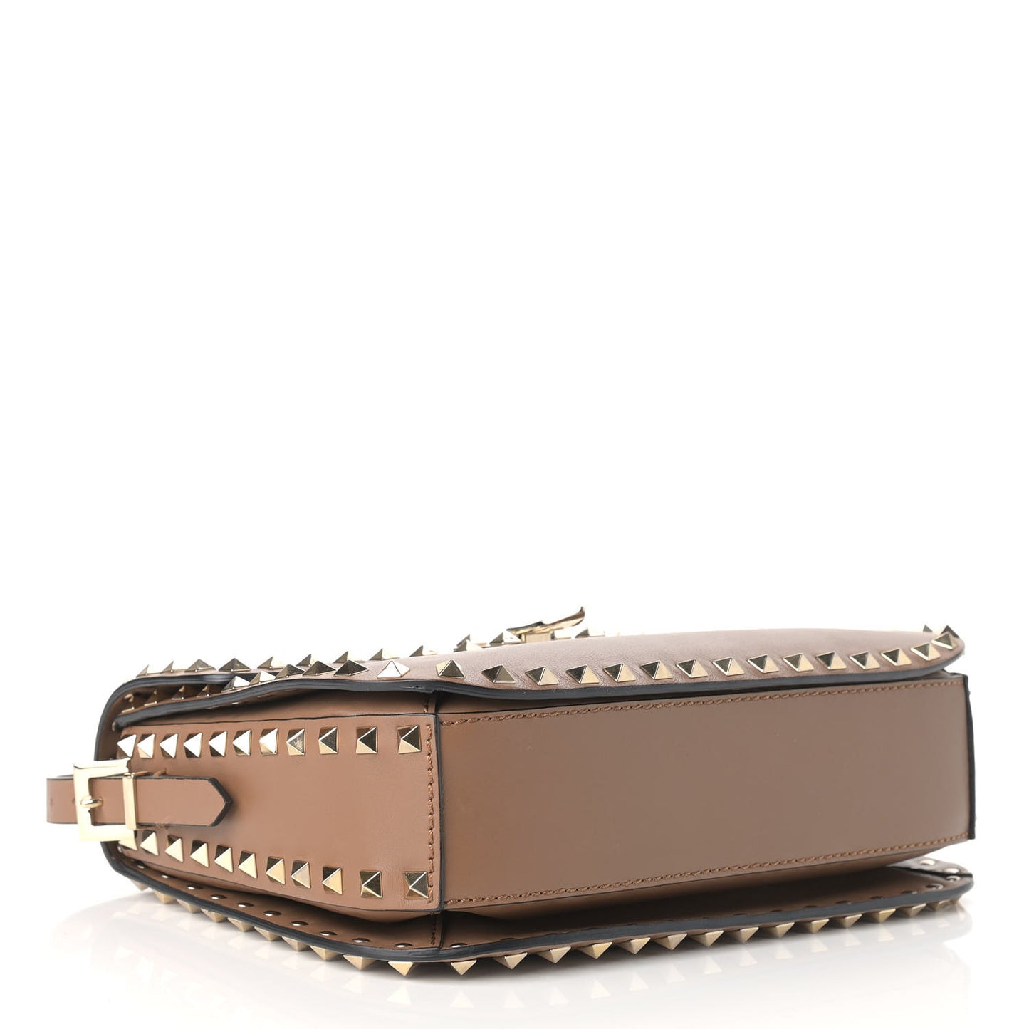 Vitello Medium Rockstud Flap Saddle Bag Nocciola