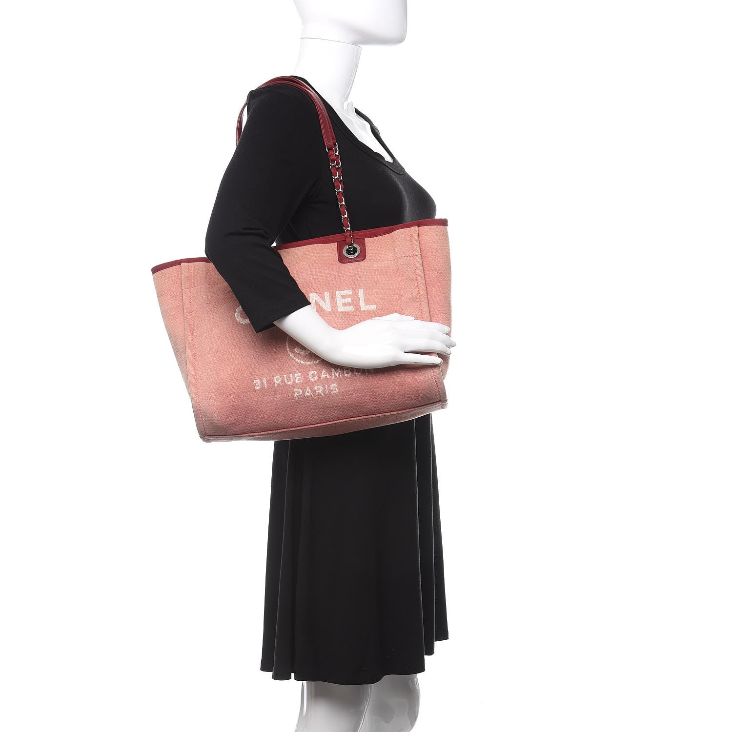 Chanel Canvas Small Deauville Tote Red 2 of 12