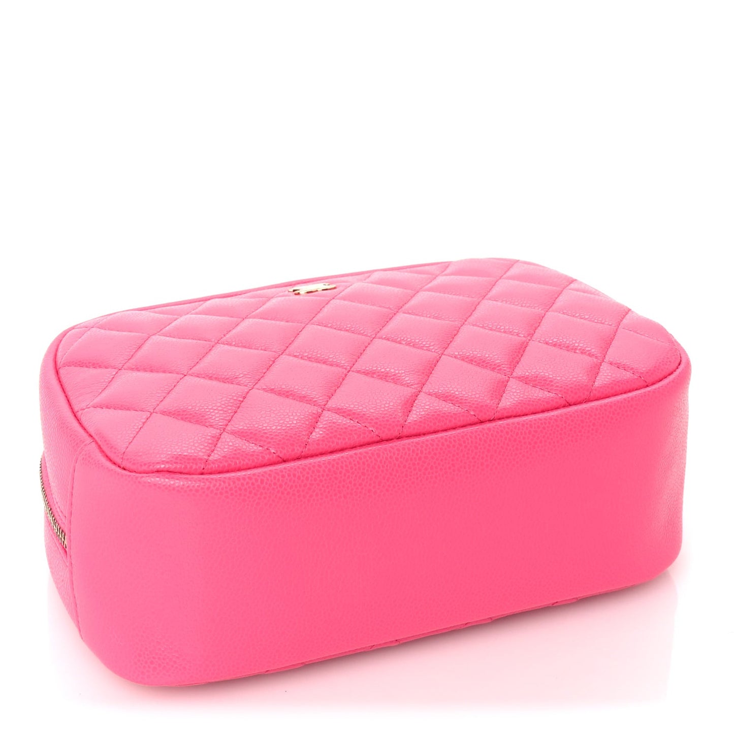 Caviar Quilted Medium Curvy Pouch Cosmetic Case Pink