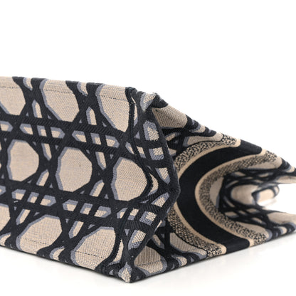 Christian Dior Canvas Macrocannage Embroidered Medium Book Tote Beige Blue 10 of 11