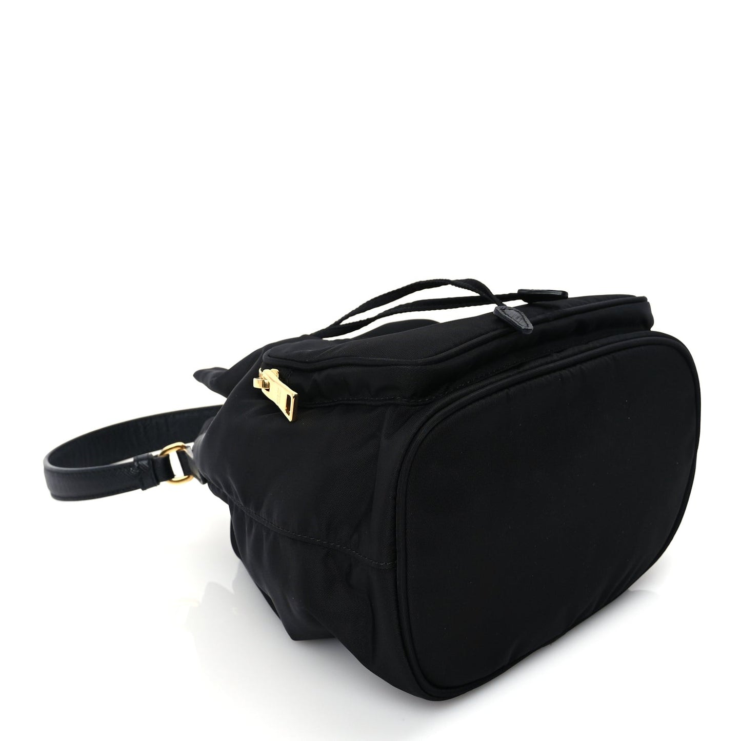 Nylon Vela Saffiano Mini Bucket Crossbody Bag  Black