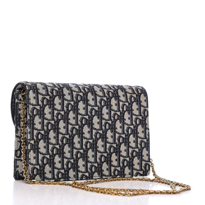 Christian Dior Oblique Saddle Chain Pouch Blue 3 of 10