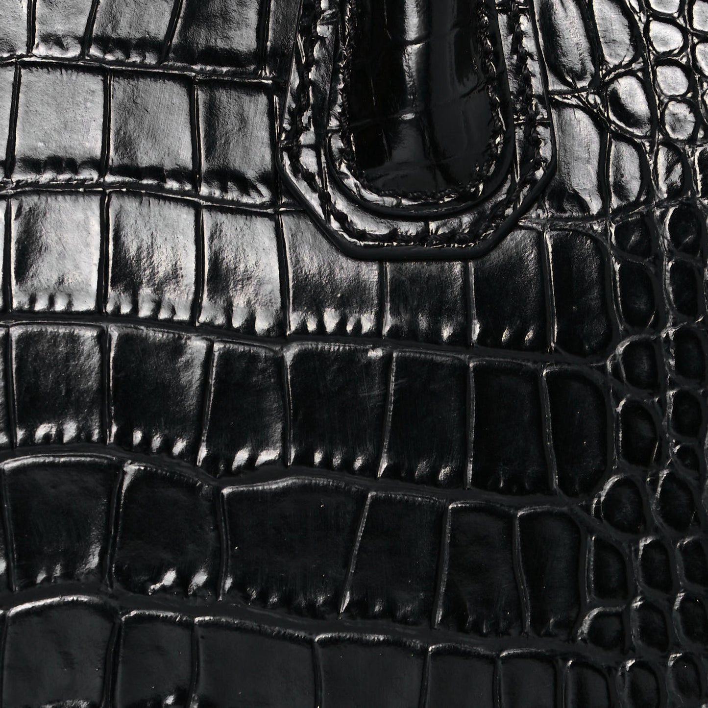 Calfskin Crocodile Embossed Mini Antigona Black