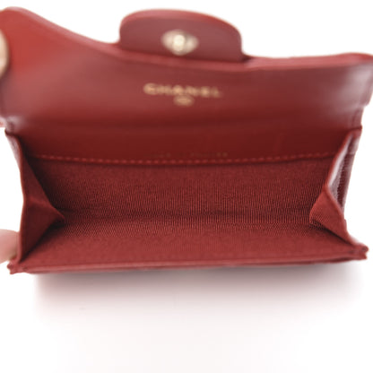 Chanel Lambskin Quilted Flap Card Holder Wallet Red 5 of 8