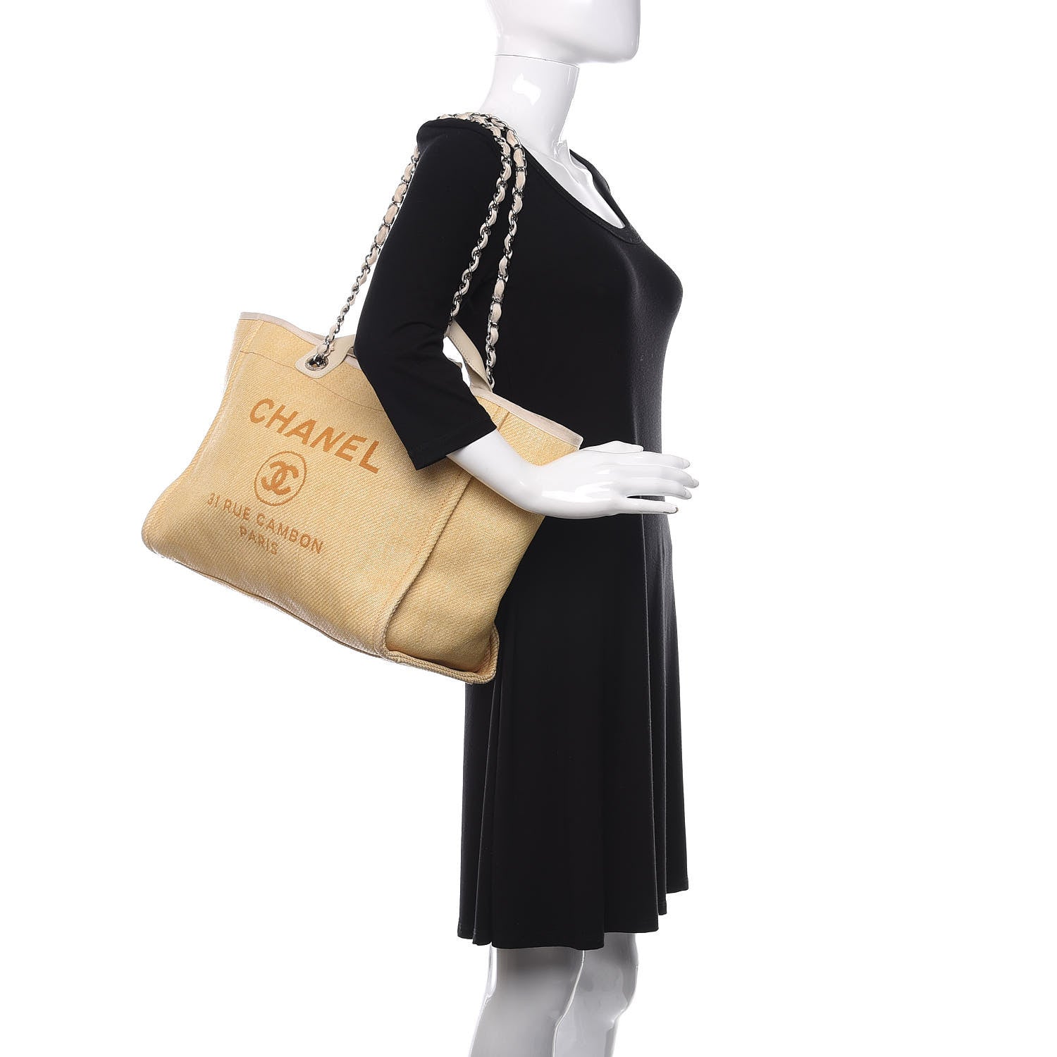 Chanel Woven Straw Raffia Medium Deauville Tote Beige 2 of 13