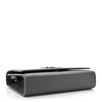 Saint Laurent Grain De Poudre Medium Classic Monogram Kate Satchel Earth Grey 4 of 15