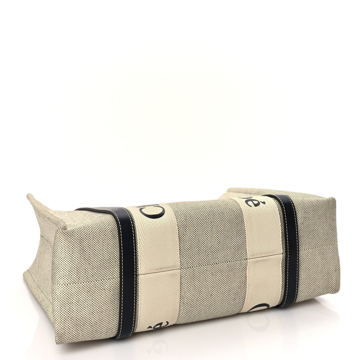 Cotton Calfskin Medium Woody Ribbon Tote White Brown