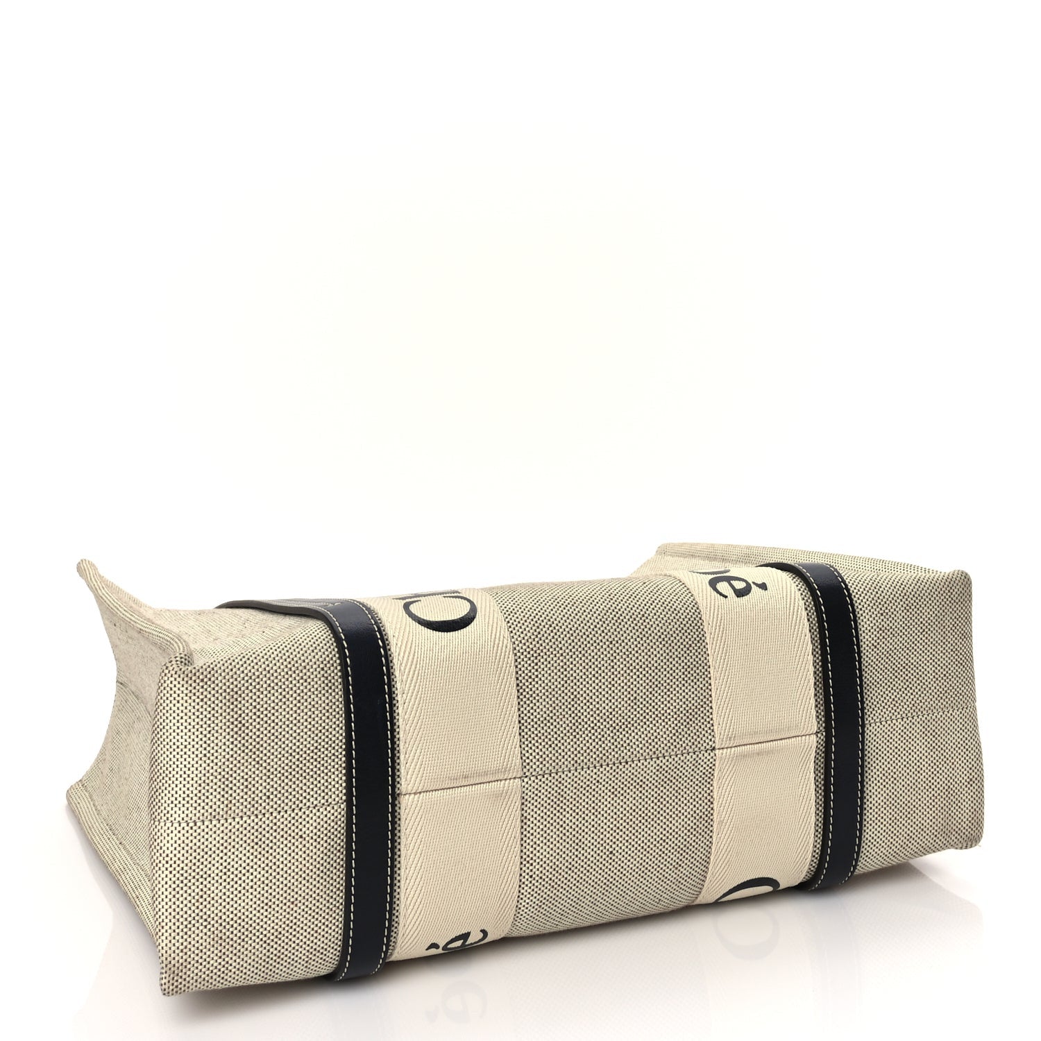 Chloe Cotton Calfskin Medium Woody Ribbon Tote White Brown 3 of 8