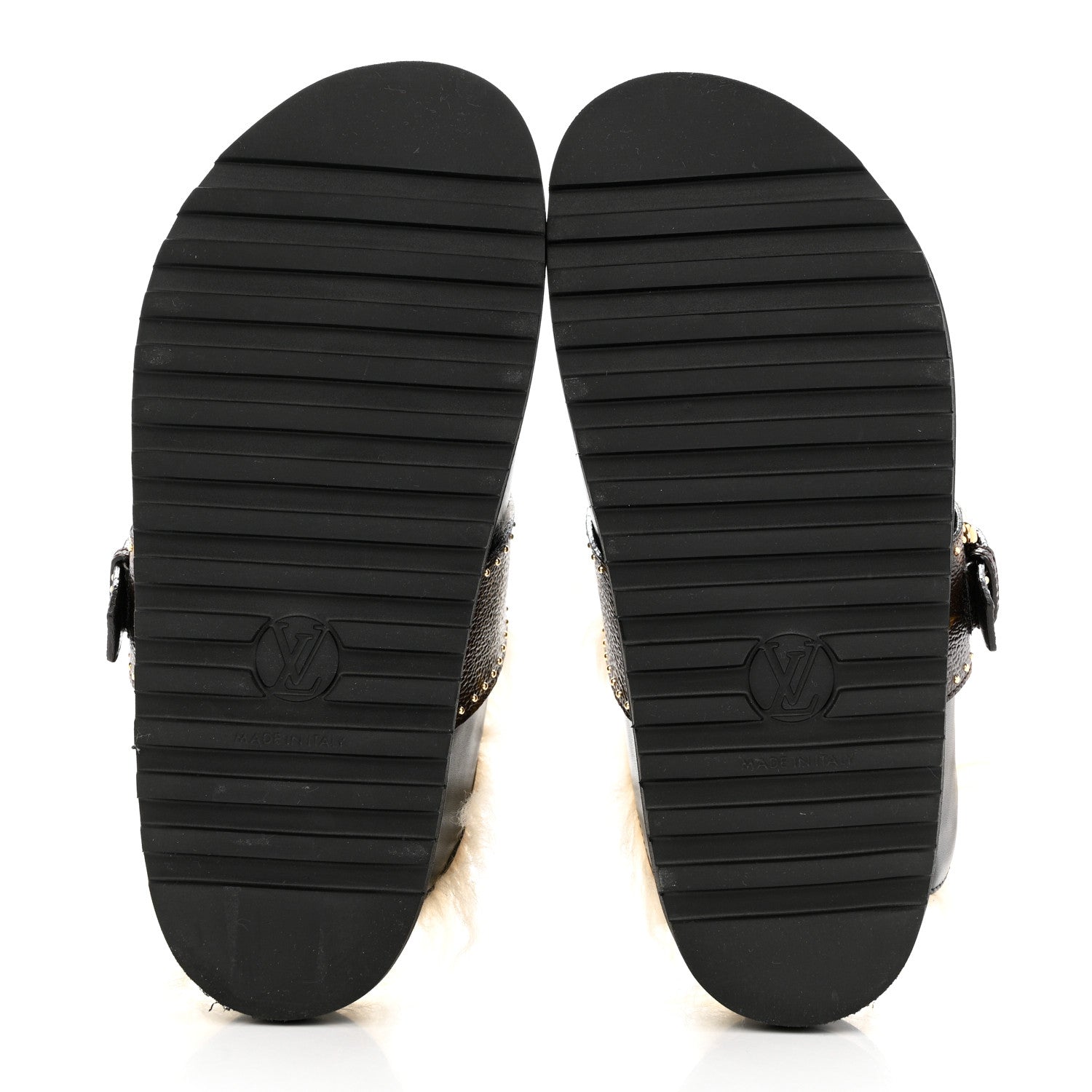 Louis Vuitton Calfskin Monogram Lambswool Winterbreak Comfort Clogs 37 Black 5 of 13
