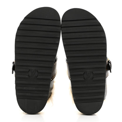 Louis Vuitton Calfskin Monogram Lambswool Winterbreak Comfort Clogs 37 Black 5 of 13