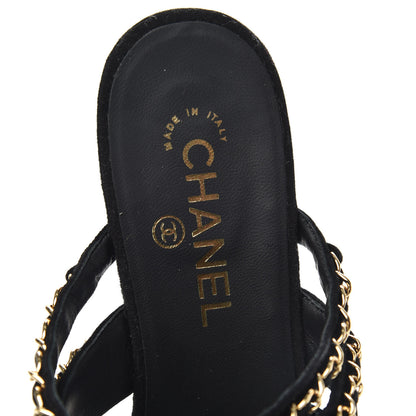Chanel Suede Chain Mule Sandals 40 Black 6 of 9