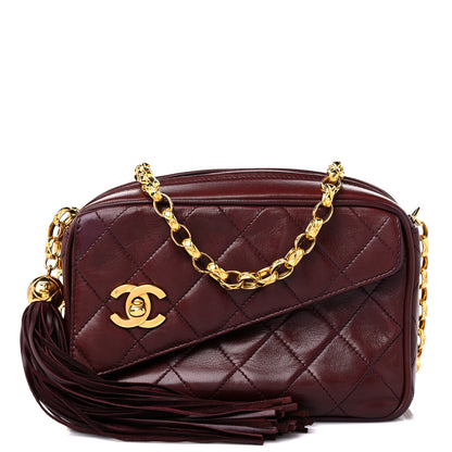 Chanel Lambskin Quilted Tassel CC Camera Case Burgundy 1 of 14