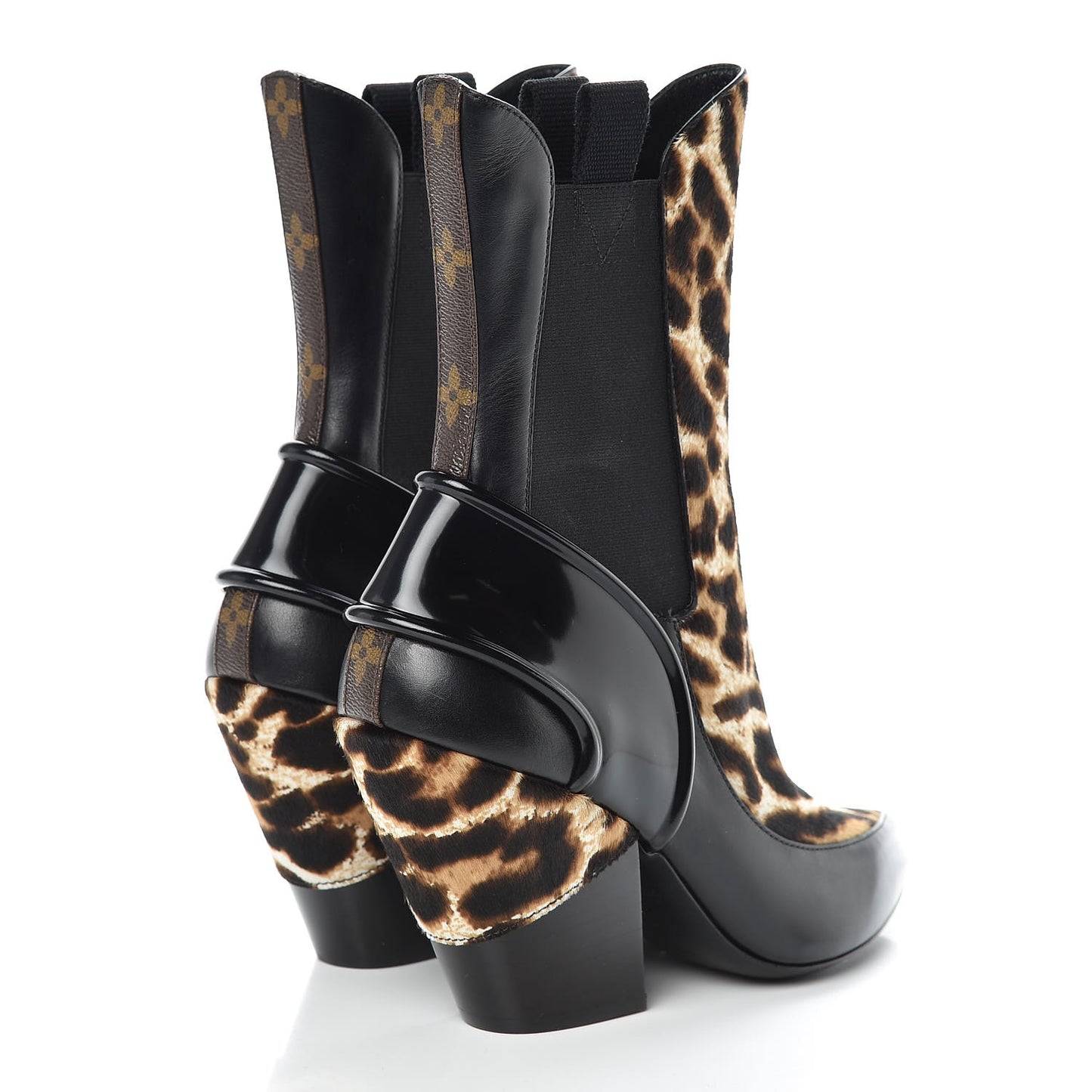 Calfskin Patent Pony Hair Fireball Ankle Boots 37 Leopard