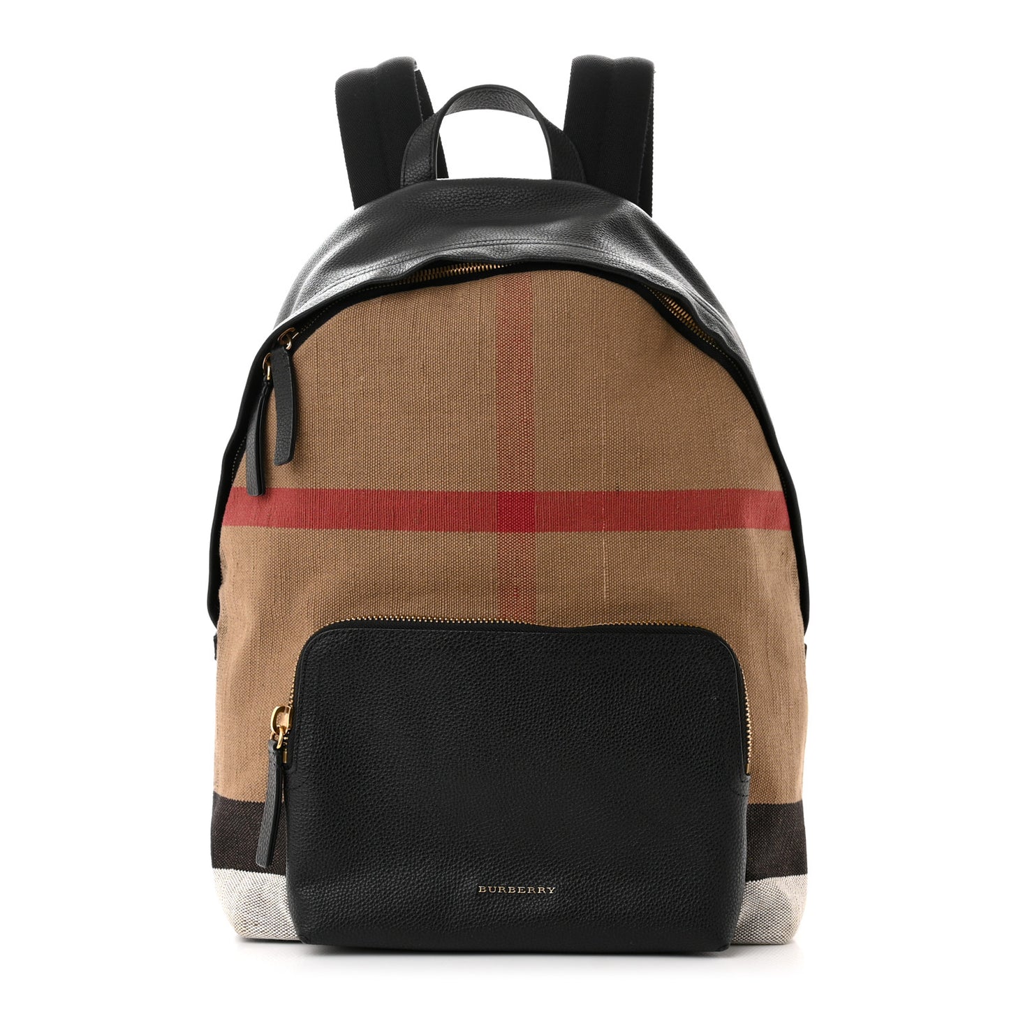 Mega Check Calfskin Abbeydale Simple Backpack Black Camel
