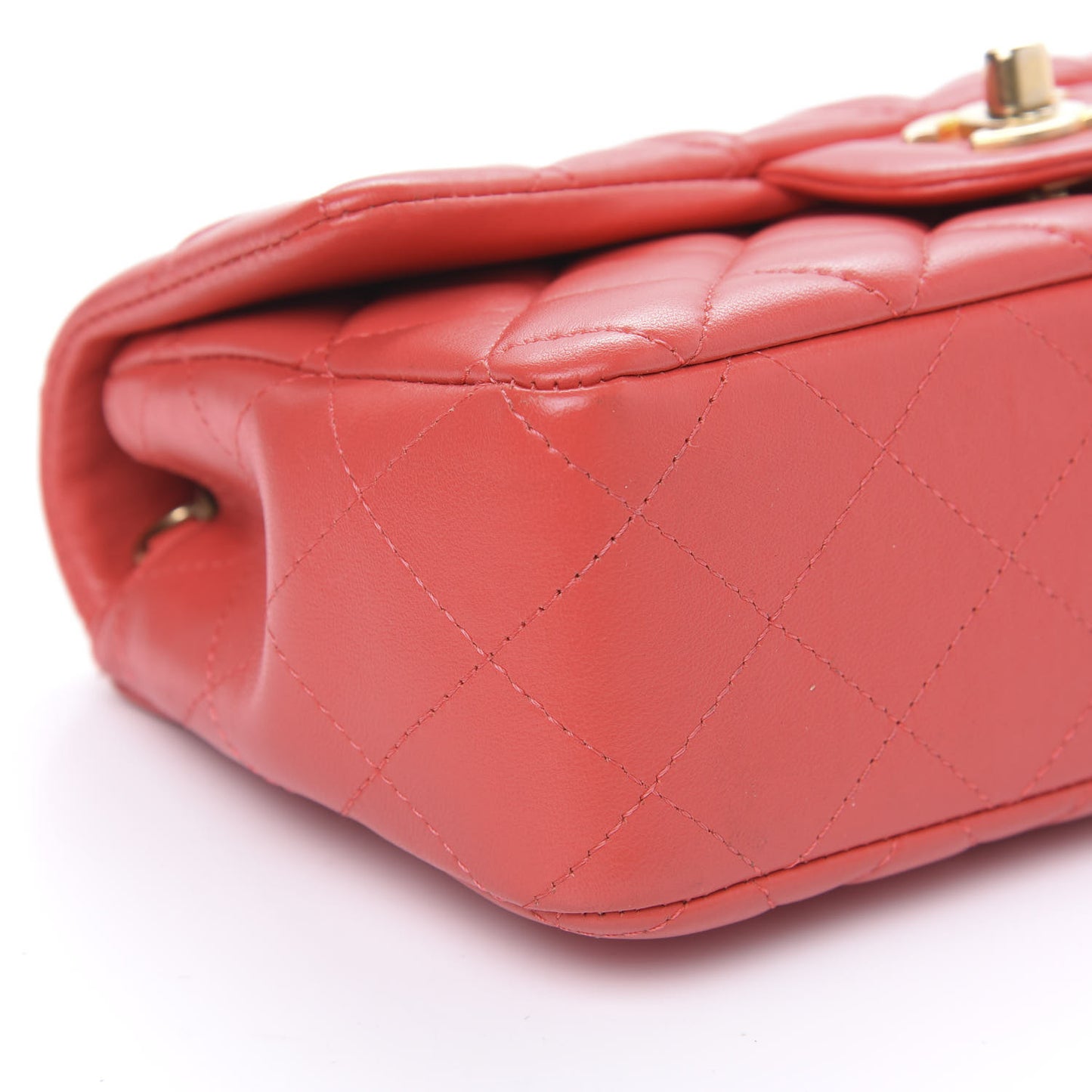 Lambskin Quilted Mini Rectangular Flap Red
