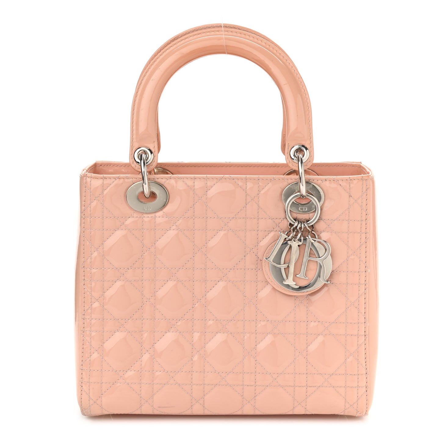 Patent Cannage Medium Lady Dior Rose Clair