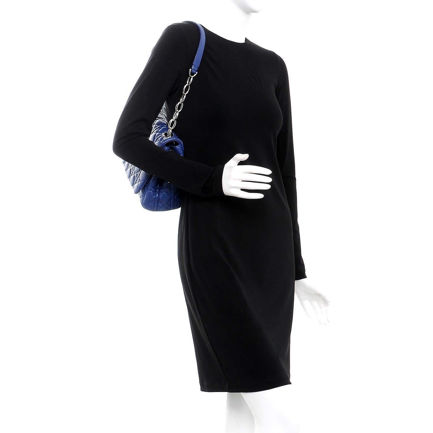 Christian Dior Lambskin Cannage Soft Flap Bag Blue 2 of 7