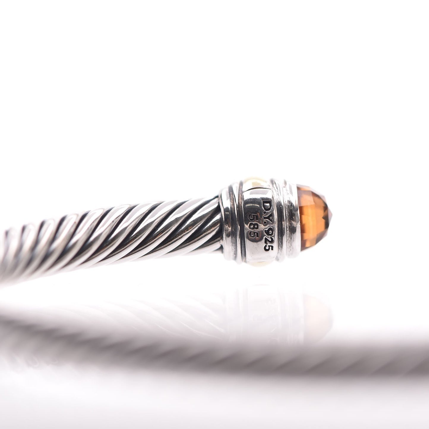 Sterling Silver 14K Yellow Gold Citrine 5mm Cable Classics Bracelet