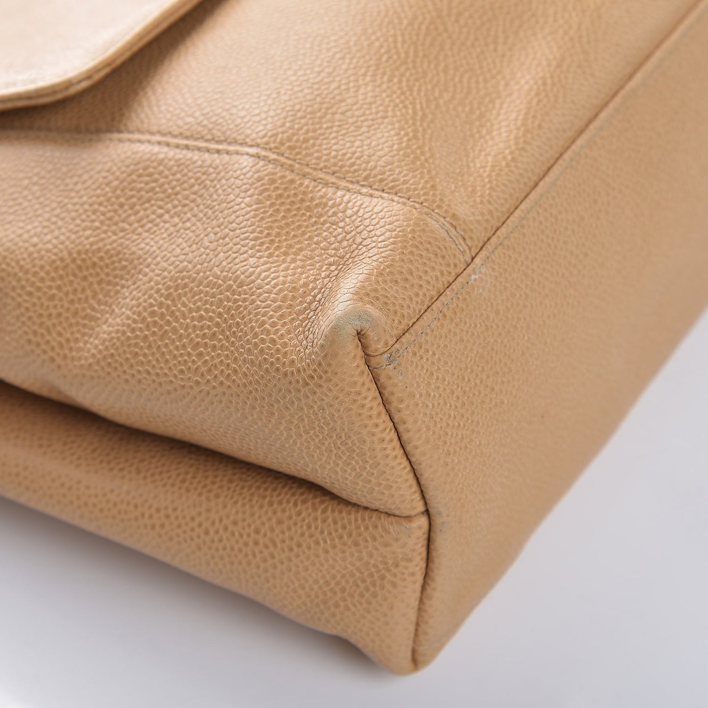 Caviar Flap Shoulder Bag Beige